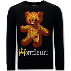 Heren Sweater met Print  Teddy Bear - 3617 - Zwart