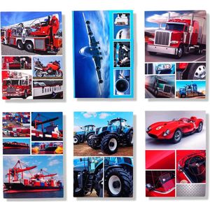 6 Cards & Crafts Blanco Auto's / Trucks / Vliegtuig / Tractor Wenskaarten | 12x17cm gevouwen kaarten zonder tekst Inclusief enveloppen