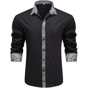 Allthemen Heren Geborduurd Overhemd Lange Mouwen - Losse Fit Kraag Casual Shirt - M