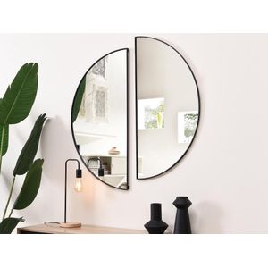 OZAIA Set van 2 halfronde spiegels in metaal - B.50 x H.100 cm - Zwart - GAVRA L 50 cm x H 1 cm x D 1 cm