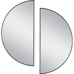 OZAIA Set van 2 halfronde spiegels in metaal - B.50 x H.100 cm - Zwart - GAVRA L 50 cm x H 100 cm x D 1 cm