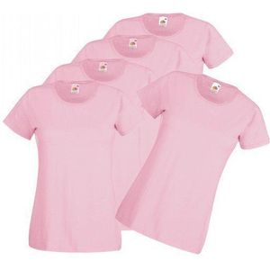 Fruit of the Loom Dames T-shirt roze maat M (onbedrukt - 5 stuks)