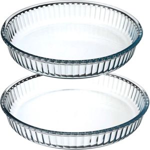 Secret de Gourmet ovenschalen - Rond - Glas - 2x stuks - Dia 26/32 cm