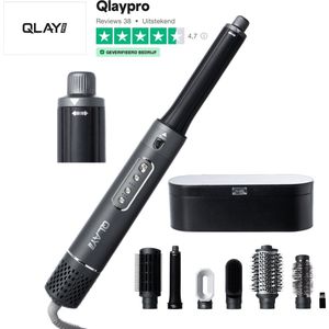 QLAYPRO airstyler 6 in 1 set - Airstyler krultang 6 in 1 multi styler - Föhnborstel - Krulborstel - Middel & Lang Haar - Hairwrap - Multistyler - Heteluchtborstel - Hairstyler - Haarstyler - 2024 editie