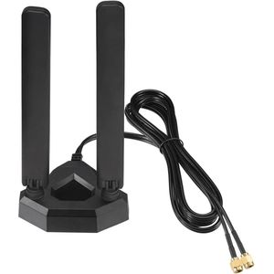 Tri-Band WiFi Antenne voor Gaming - 6 GHz, 5 GHz en 2,4 GHz met Magnetische Basis en Verlengkabel voor PC