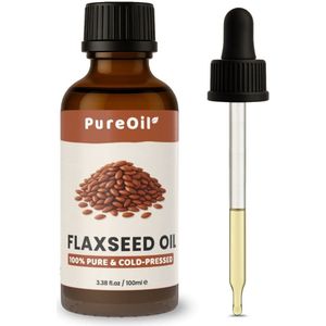 PureOil - Lijnzaadolie - 100ml - 100% Puur & Vegan - Koudgeperst - Voor Haar | Huid | Gezicht | Scalp | Nagels | Hout en Dieren