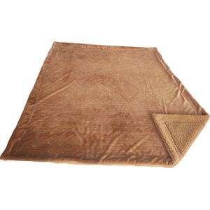 plaid / bedsprei Kopenhagen - microfibre grand luxe & imitatieschaap / 220x240 cms-skleur: Whiskey