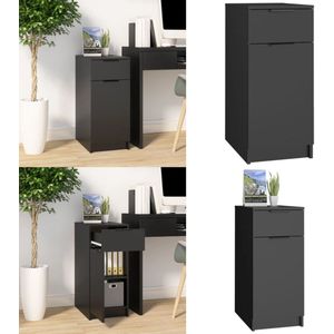 vidaXL Bureaukast 33,5x50x75 cm bewerkt hout zwart - Opberg Kast - Opberg Kasten - Opbergkast - Ladekast