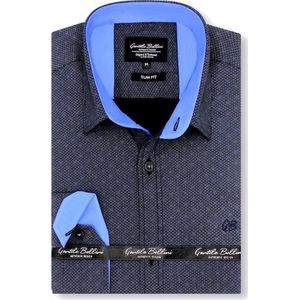 Heren Overhemd - Slim Fit - Circle Dots - Zwart - Maat S