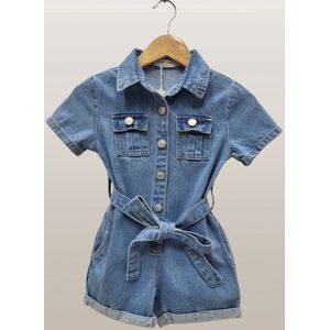 Meisjes spijker jumpsuit ""Blauw"", verkrijgbaar in de maten 98/104 t/m 158/164