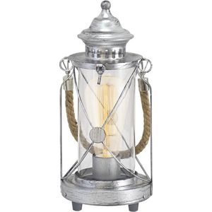 EGLO Vintage Bradford - Tafellamp - 1 Lichts - Antiek Zilver - Helder Glas