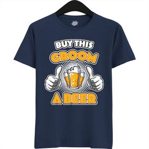 Buy This Groom A Beer | Vrijgezellenfeest Cadeau Man - Groom To Be Bachelor Party - Grappig Bruiloft En Bruidegom Bier shirt Amazon - Trefwoorden - T-Shirt - Unisex - Navy Blue - Maat S