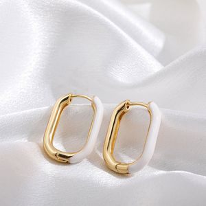 Oorringen minimalistisch - U-vorm oorbellen - Goud wit