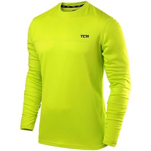 TCA Element sportshirt heren lange mouw - Sport shirt heren ronde hals - Sneldrogend fietsshirt heren - Ademend hardloopshirt - Sport t-shirt heren - Fel Groen, L