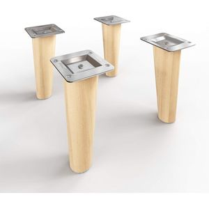 houten meubelpoten - Clif Round | Olieafwerking | Hoogte: 12 cm | HMF1 | rond, conisch (rechte versie) | Materiaal: massief hout (beuken) | voor stoelen, tafels, kasten etc.