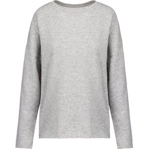 Sweatshirt Dames S/M Kariban Ronde hals Lange mouw Light grey heather 87% Katoen, 9% Polyester, 4% Viscose