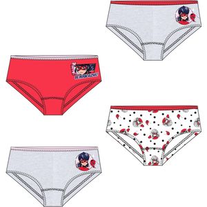 Miraculous Ladybug onderbroek - set van 4 - Grijs/Rood/Wit - maat 134/140