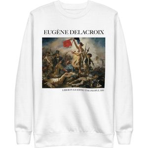 Eugène Delacroix 'Vrijheid leidt het volk' (""Liberty Leading the People"") Beroemd Schilderij Sweatshirt | Unisex Premium Sweatshirt | Wit | M