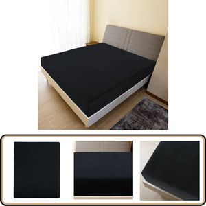vidaXL Hoeslakens Jersey 160x200 cm - Zwart, 2 st Hoeslaken - Jersey Hoeslaken - Katoenen Hoeslaken - Zwarte Hoeslaken - King Size Hoeslaken