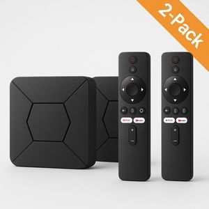 HappyLEDS® Android TV Box 4K – Chromecast Streaming Box met WiFi & Bluetooth – Google Assistant – Netflix Compatibel - 2 Stuks
