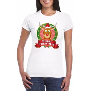 Foute Kerst shirt voor dames - Rendier Rudolf - Merry Christmas L