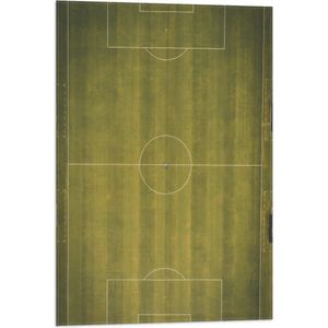 Vlag - Bovenaanzicht van Groen Voetbalveld - 50x75 cm Foto op Polyester Vlag