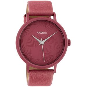 OOZOO Timepieces - Roze horloge met roze leren band - C10396