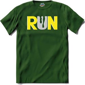 Run | Hardlopen - Rennen - Sporten - T-Shirt - Unisex - Bottle Groen - Maat XXL