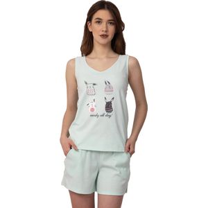 VANILLA - Moody dames shortama - Pyjamasets - Egyptisch katoen - PJ8934 - Mintgroen - L