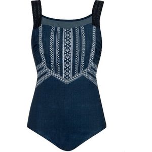 Sunflair - 72122 - prothese badpak - blauw met fantasie print - maat 44C / 90C