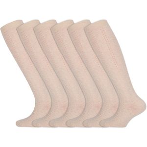 Meisjes sokken | Kniekousen | Merk: Yellow Moon | Kleur: Beige | Maat: 19 t/m 38 | 6 Paar
