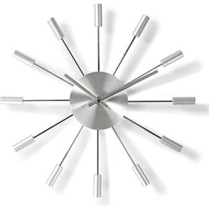 Nedis Wandklok - Diameter: 340 mm - Metaal - Zilver