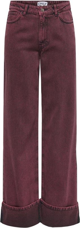 Only - Onlmadison-soph Hw Wide Fold Up Pnt - Cabernet - Dames Jeans
