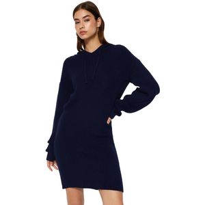 Trendyol Bruine Mini-Gebreide Jurk Met Capuchon Twoaw23El00075