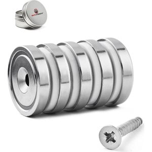Brute Strength - Super sterk magnetisch ophangsysteem voor gereedschap, sleutels en messen - 32 mm - 5 stuks - Neodymium magneet sterk - Messenstrip - Magneetstrip