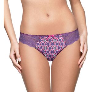 Freya - Matilda - Mooie paarse string met leuke roze witte bloemetjesprint - Maat XS / 34