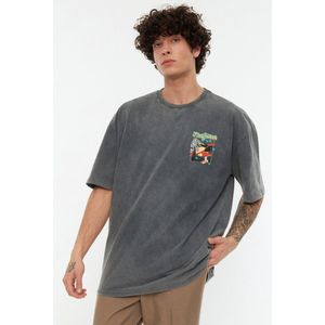 Trendyol TMNSS22TS0831 Volwassenen Mannen T-shirt Single pack - Antraciet - XL