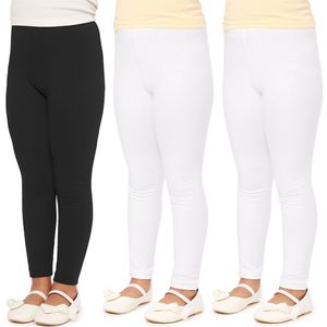 Merry Style 3 Pak Meisjes Leggings - Sport - Vrijetijdsbroek - Lang - Katoen – Sportbroek – Zwart/Wit/Wit – 122 – MS-MS10-225-LE