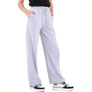 COMEOR - Joggingbroek - Grijs - Dames - Lange Katoenen Trainingsbroek - Losse Sweatpants met Elastische Tailleband