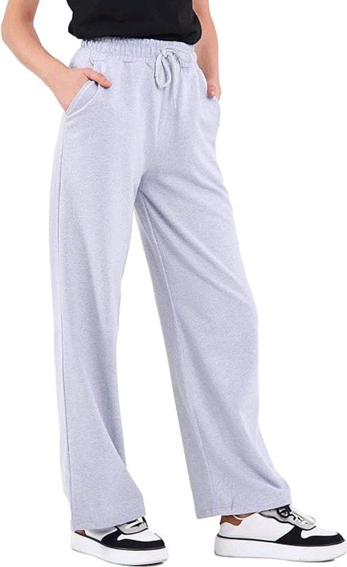 COMEOR - Joggingbroek - Grijs - Dames - Lange Katoenen Trainingsbroek - Losse Sweatpants met Elastische Tailleband