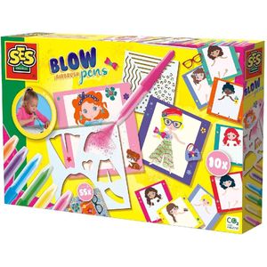 SES - Blow airbrush pens - Fashion designer - 10 fashion kaarten - met sjablonen, airbrush pens, afdekvellen en glitter stickers