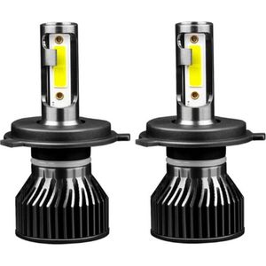 TLVX H4 55Watt Mini LED lampen – Canbus – Koplampen – Motor - Headlights - 4300K - Wit licht – Autoverlichting – 12V – 55w halogeen vervanger - Dimlicht – Grootlicht – 28.000 Lumen (2 stuks)