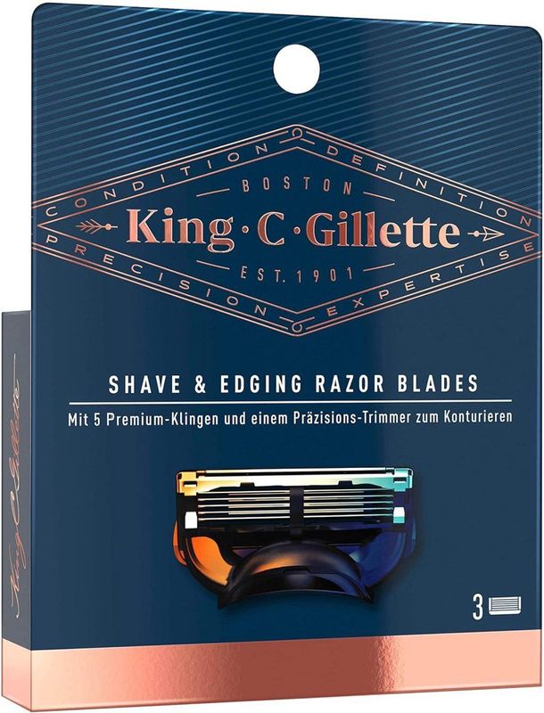King C Gillette - Precision Shave & Edging Razor Blades - Set van 3