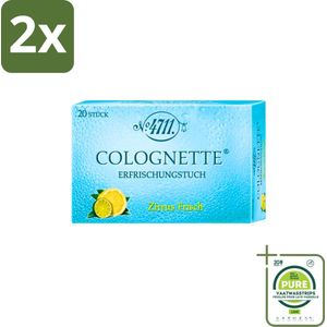 4711 - Verfrissingsdoekjes - Verfrissende Citroengeur - 20 Doekjes - Voordeelverpakking - 2 stuks - Verfrissingsdoekjes - Citroengeur