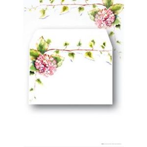 Briefpapier 6 Vellen A4 + 6 Enveloppen - Hortensia's met Klimop