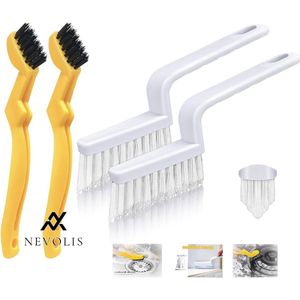 Nevolis 4Pcs Joint Cleaning Brush Cleaner Hard-Brushed Splitter Brush Multi-Function Grout Brush with Hooks Split Cleaning Brush for Kitchen Bathroom Tile Floors - Hard-Brushed - Splitter Brush .