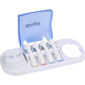iBright Elektrische Tandenborstel houder & Opzetborstelhouder - Met Opbergunit Voor 4 Opzetborstels - Universeel - Geschikt Voor Oral B Toothbrush
