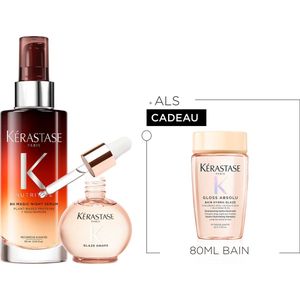 Kérastase Gloss Absolu & Nutritive Duo + Cadeau - Anti-Frizz Haarolie 45ml & Voedende Nacht Haarserum 90ml + Anti-frizz Shampoo 80ml cadeau - Voor Lang & Droog Haar Gevoelig voor Pluis