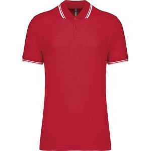 Kariban Gestreepte herenpolo korte mouwen K272 - Red / White - L