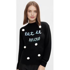 Foute Kersttrui / Sweater Dames | Let it Snow | Zwart | Maat M